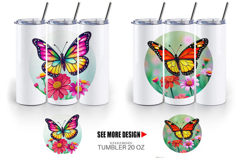 Tumbler Wildflower Butterfly Sublimation artnoy 