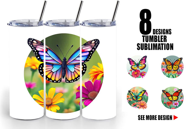 Tumbler Wildflower Butterfly Sublimation artnoy 