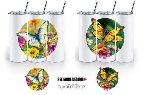 Tumbler Wildflower Butterfly Sublimation artnoy 
