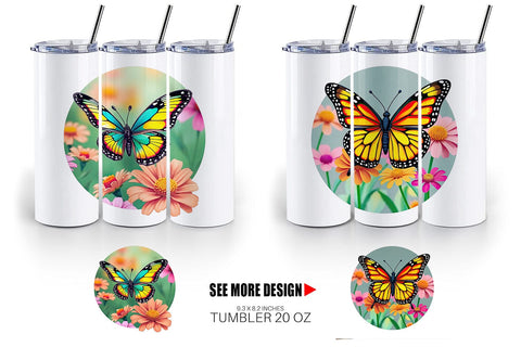 Tumbler Wildflower Butterfly Sublimation artnoy 