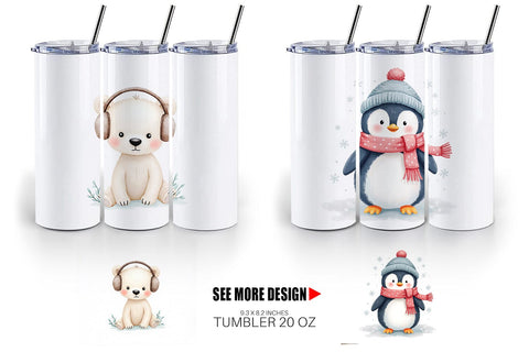 Tumbler Winter Animals Sublimation artnoy 