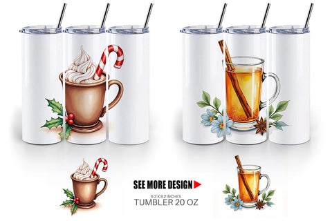 Tumbler Winter Botanicals & Warm Brews Sublimation artnoy 