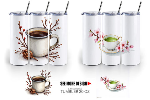 Tumbler Winter Botanicals & Warm Brews Sublimation artnoy 