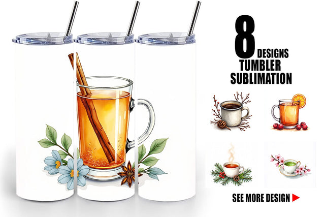 Tumbler Winter Botanicals & Warm Brews Sublimation artnoy 