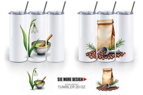Tumbler Winter Botanicals & Warm Brews Sublimation artnoy 