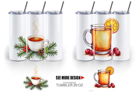 Tumbler Winter Botanicals & Warm Brews Sublimation artnoy 