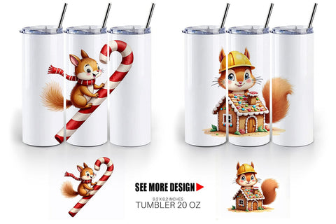 Tumbler Winter Critters & Sweets Watercolor Sublimation artnoy 