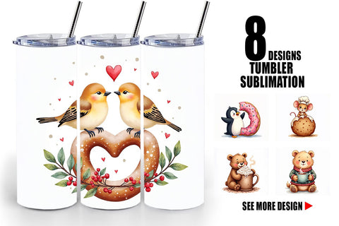 Tumbler Winter Critters & Sweets Watercolor Sublimation artnoy 