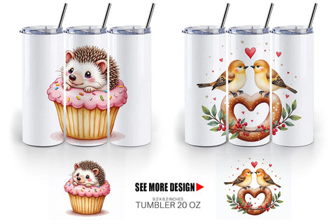 Tumbler Winter Critters & Sweets Watercolor Sublimation artnoy 