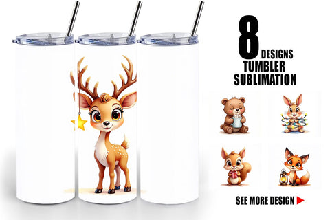 Tumbler Winter Glow Whimsical Animals Sublimation artnoy 