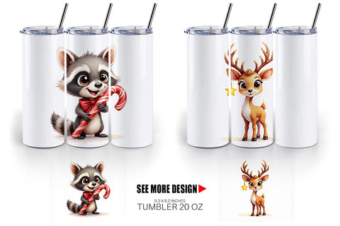 Tumbler Winter Glow Whimsical Animals Sublimation artnoy 