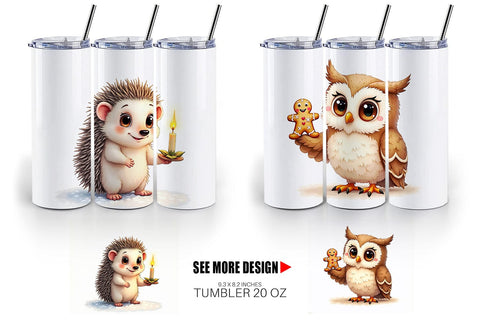 Tumbler Winter Glow Whimsical Animals Sublimation artnoy 