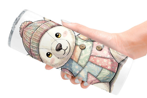 Tumbler Winter Woodland Patchwork Watercolor Sublimation artnoy 