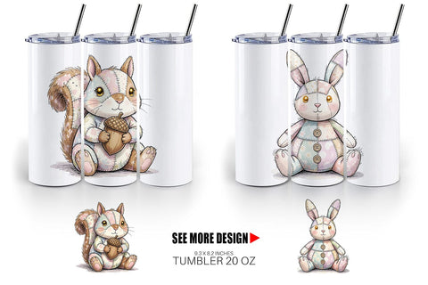 Tumbler Winter Woodland Patchwork Watercolor Sublimation artnoy 