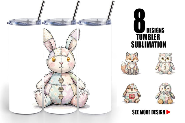 Tumbler Winter Woodland Patchwork Watercolor Sublimation artnoy 