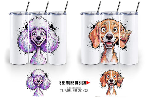 Tumbler Witty Coastal Dog Watercolor Caricature Sublimation artnoy 