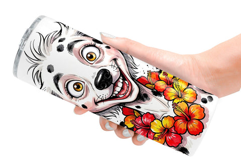 Tumbler Witty Coastal Dog Watercolor Caricature Sublimation artnoy 