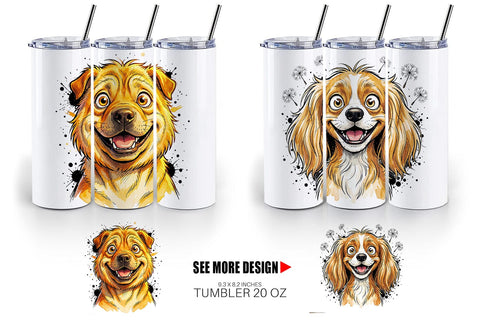 Tumbler Witty Summer Garden Dog Watercolor Sublimation artnoy 