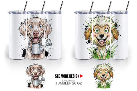 Tumbler Witty Summer Garden Dog Watercolor Sublimation artnoy 