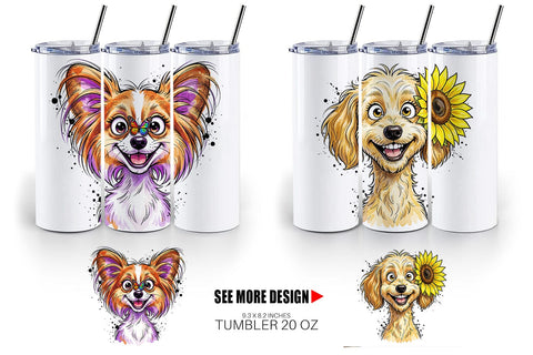 Tumbler Witty Summer Garden Dog Watercolor Sublimation artnoy 