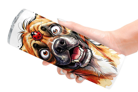 Tumbler Witty Summer Garden Dog Watercolor Sublimation artnoy 