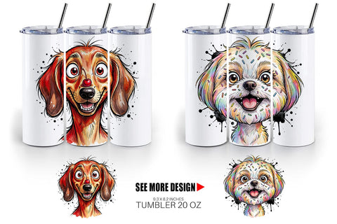 Tumbler Witty Summer Treat Dog Watercolor Sublimation artnoy 