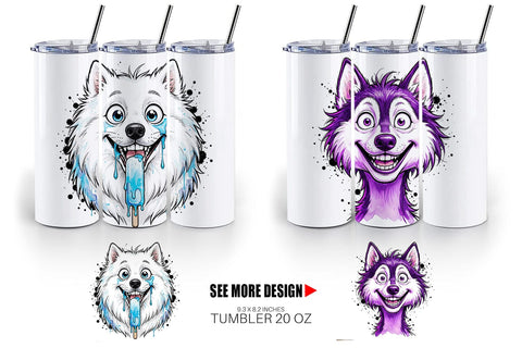 Tumbler Witty Summer Treat Dog Watercolor Sublimation artnoy 
