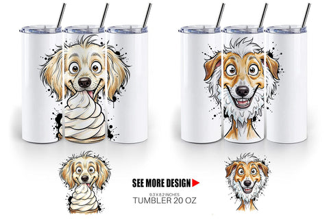 Tumbler Witty Summer Treat Dog Watercolor Sublimation artnoy 