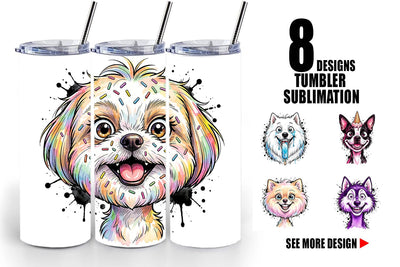 Tumbler Witty Summer Treat Dog Watercolor Sublimation artnoy 