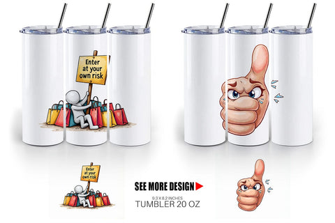 Tumbler Witty Warning Icons Sublimation artnoy 
