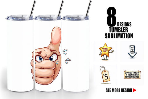 Tumbler Witty Warning Icons Sublimation artnoy 