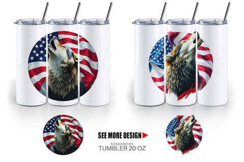 Tumbler Wolf 4th of July Sublimation artnoy 