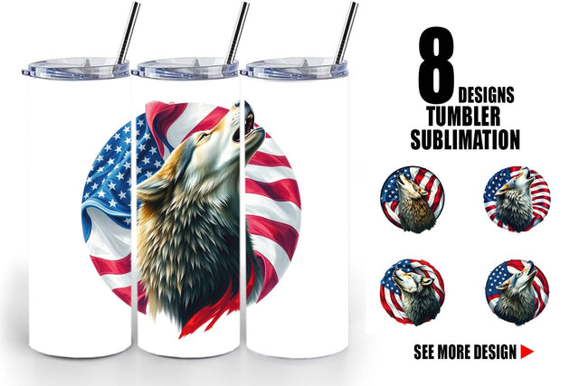 Tumbler Wolf 4th of July Sublimation artnoy 