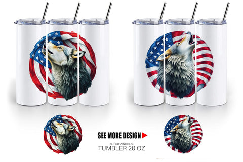 Tumbler Wolf 4th of July Sublimation artnoy 