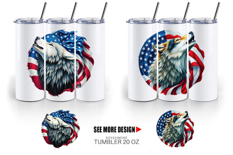 Tumbler Wolf 4th of July Sublimation artnoy 
