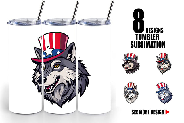 Tumbler Wolf Patriotic Sublimation artnoy 