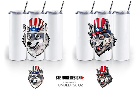 Tumbler Wolf Patriotic Sublimation artnoy 