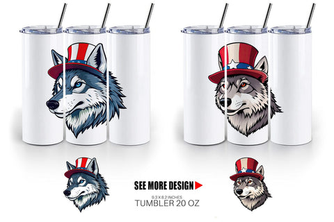 Tumbler Wolf Patriotic Sublimation artnoy 