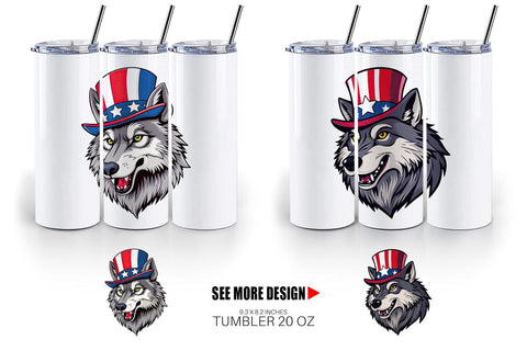 Tumbler Wolf Patriotic Sublimation artnoy 
