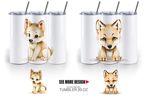Tumbler Wolf Wildlife Sublimation artnoy 