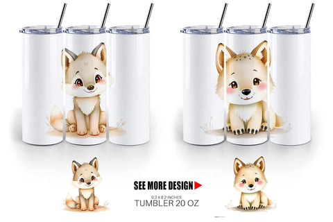 Tumbler Wolf Wildlife Sublimation artnoy 