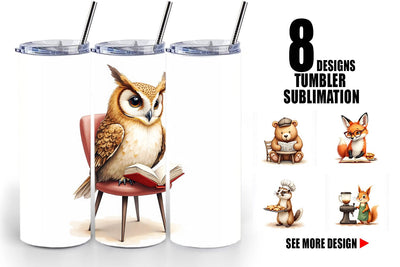 Tumbler Woodland Animal Cafe Sublimation artnoy 