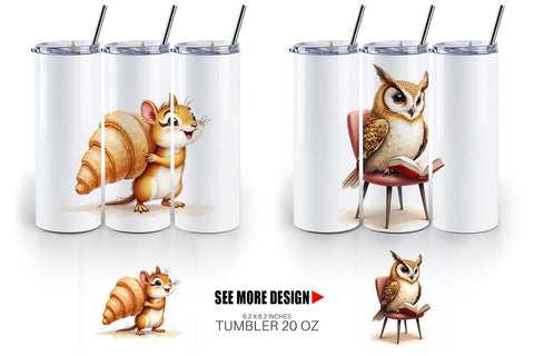 Tumbler Woodland Animal Cafe Sublimation artnoy 