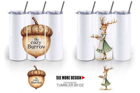 Tumbler Woodland Animal Cafe Sublimation artnoy 