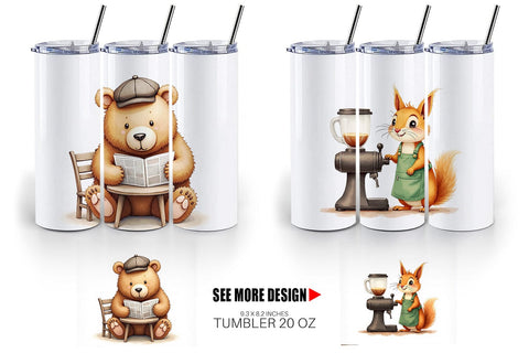 Tumbler Woodland Animal Cafe Sublimation artnoy 
