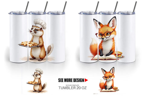 Tumbler Woodland Animal Cafe Sublimation artnoy 
