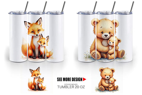 Tumbler Woodland Babies Sublimation artnoy 