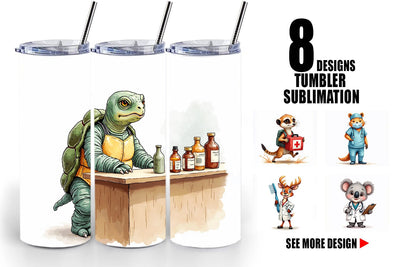 Tumbler Woodland Healthcare Heroes Medical Animal Sublimation artnoy 