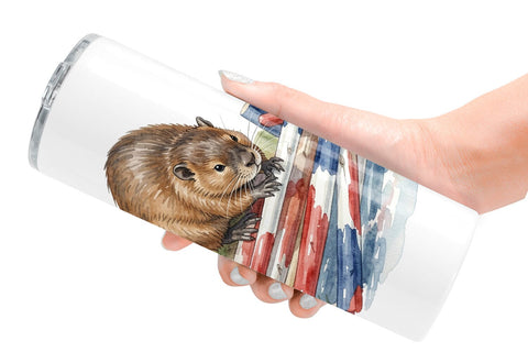 Tumbler Woodland Patriotic Animals Watercolor Sublimation artnoy 