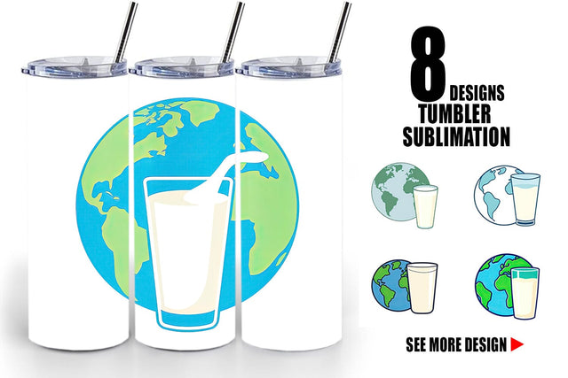 Tumbler World with Milk Glass Sublimation artnoy 